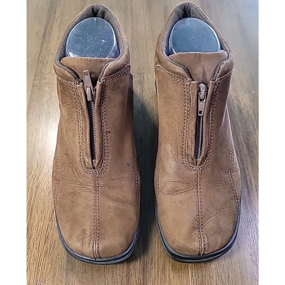Easy Spirit Brown Leather Wedge Loafer Booties Womens 8M